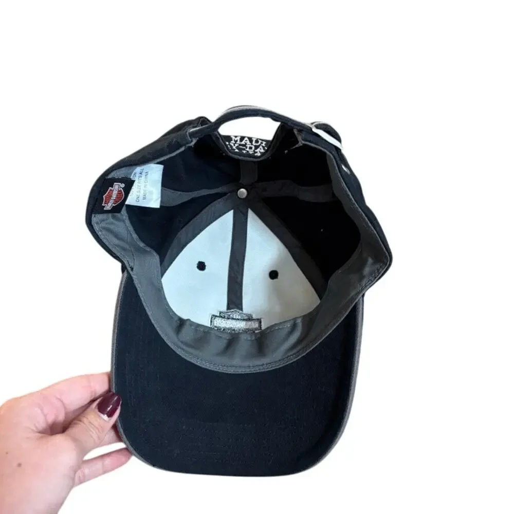 Vintage Harley-Davidson Maui Hawaii Rhinestone Baseball Dad Hat Black OS